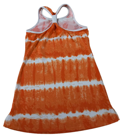 Medium (5/6) Lands' End Girls Orange White Tie Dye Athletic Dress