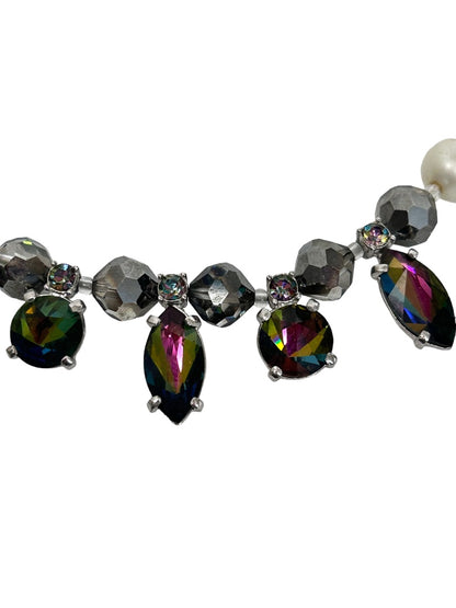 Vintage Faux Pearl Crystal 17" Necklace Hook Closure