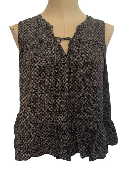 Medium LOFT Women's Pullover Sleeveless Peasant Blouse Navy Blue