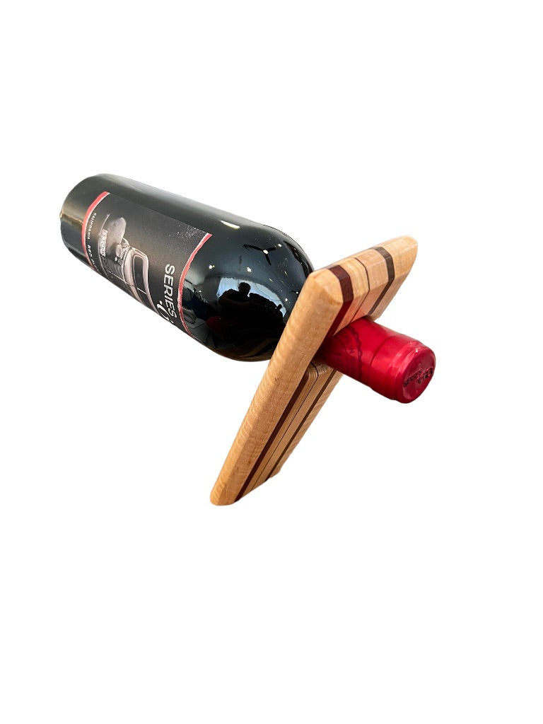 Handmade Wine Bottle Holder Wooden Balance Board Light wood