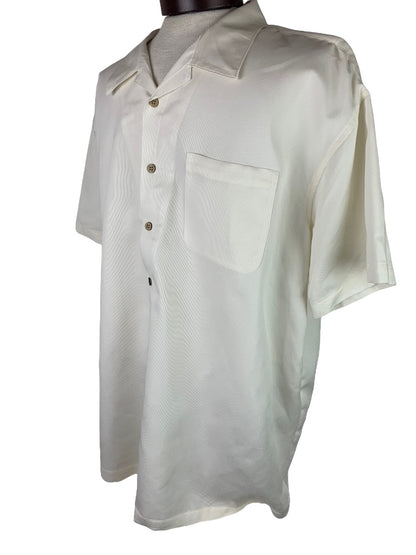 3XL Harriton Men's Short Sleeve Casual Ivory Button Up Shirt