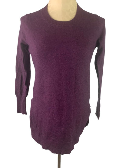 XS J.Crew Factory Women's Wool Blend Tunic Sweater Plum Style#AC624