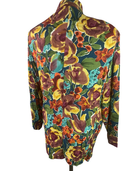 Medium Rampage Women's Vintage 80s Single Button Blazer Jacket Floral