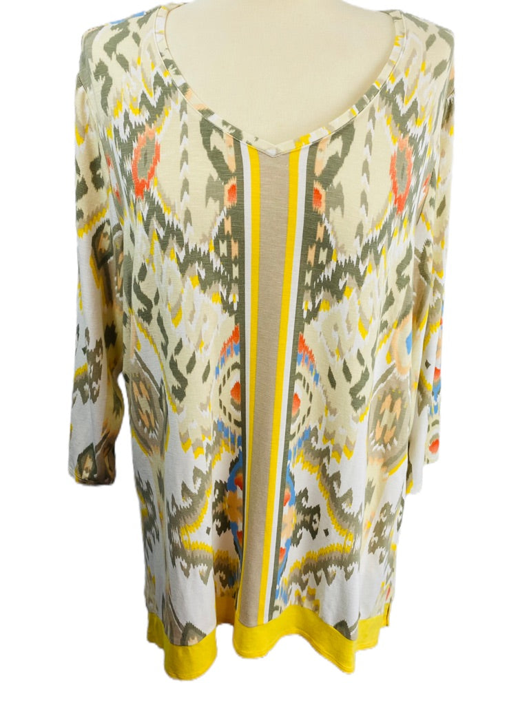 XL (16/18) Chico's Zenergy Abstract Print Yellow Tunic Soft Jersey Knit