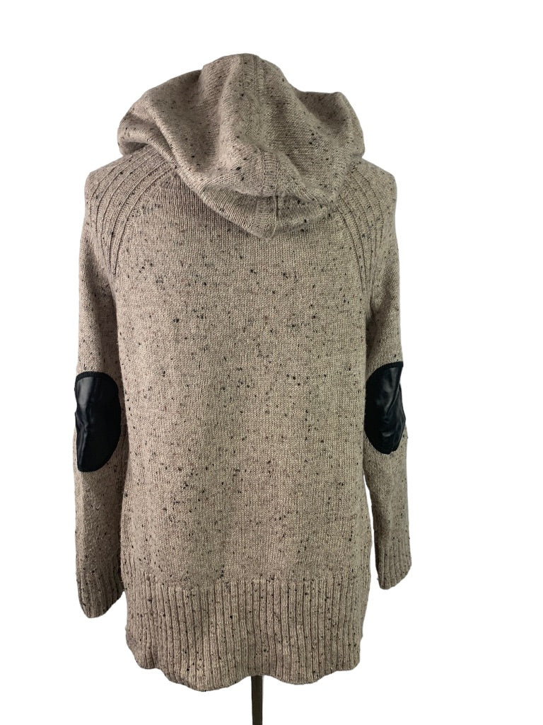 Medium Buffalo David Bitton Tan Pullover Hooded Sweater Elbow Patches Women's