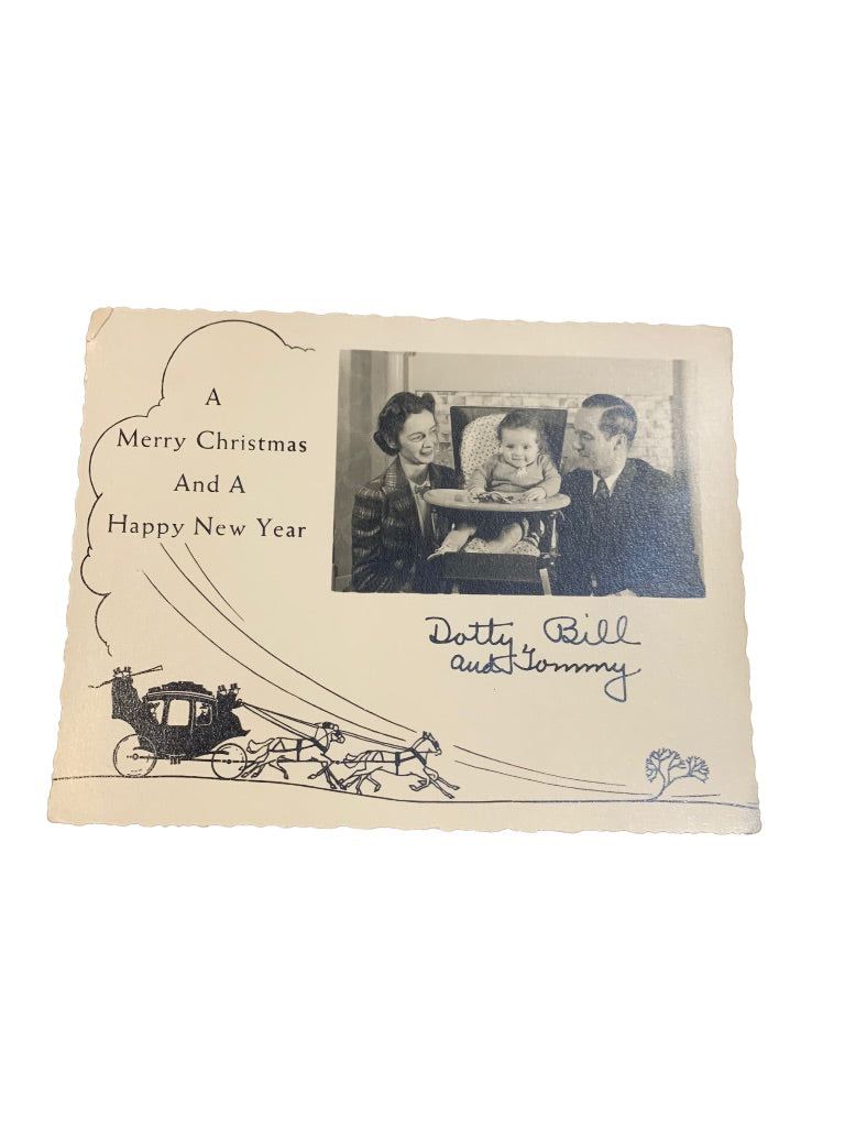 Vintage Holiday Photo Card 1944(?) Family Christmas "Dotty Bill and Tommy"