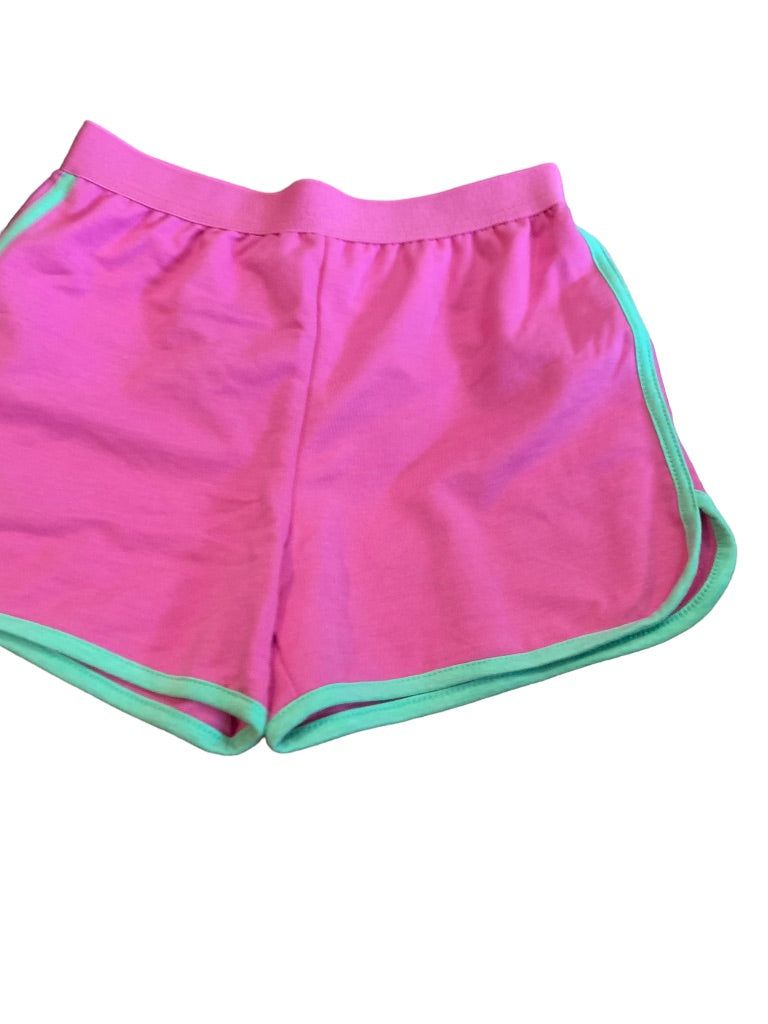 10 Disney Princess Girls Youth Pink Shorts Pull On Green Trim