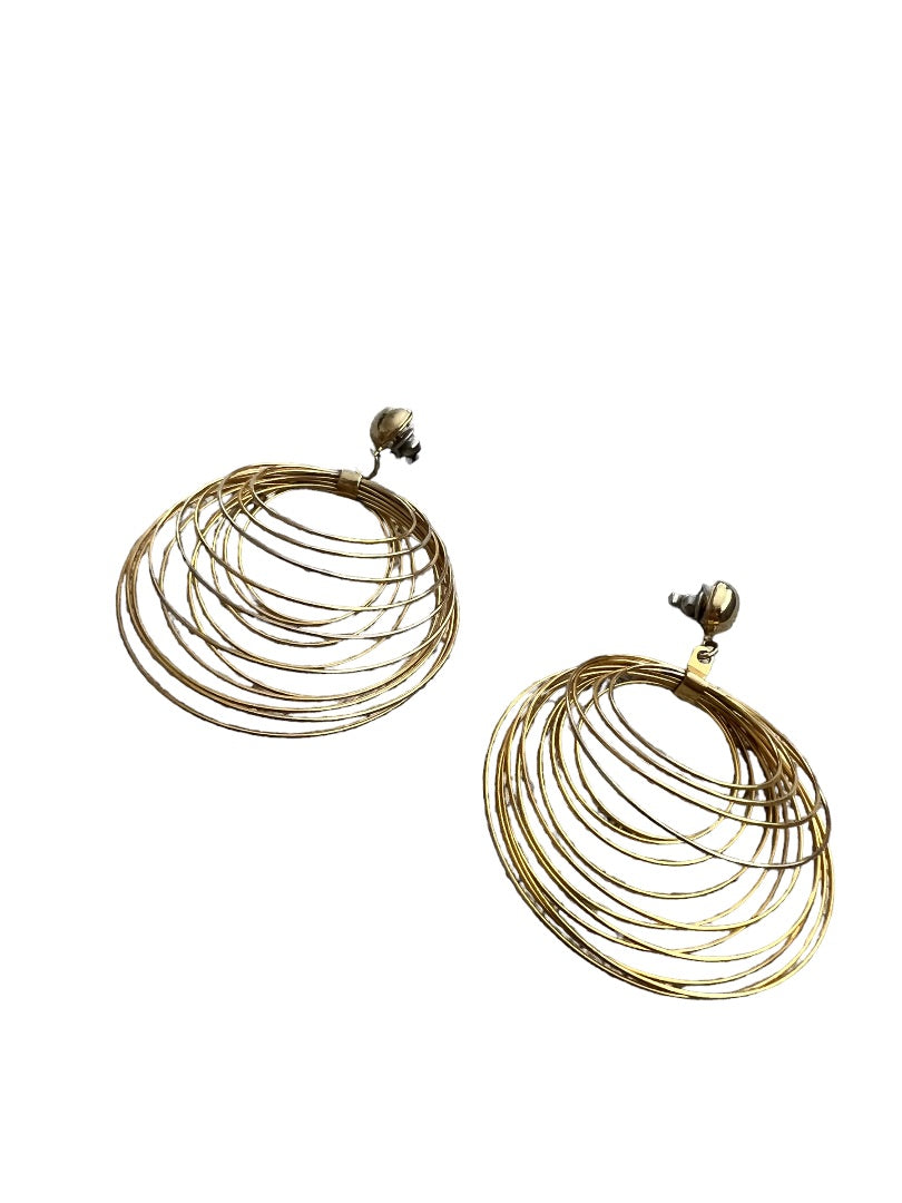 Goldtone Multi Hoop Post Dangle Earrings Vintage 80's