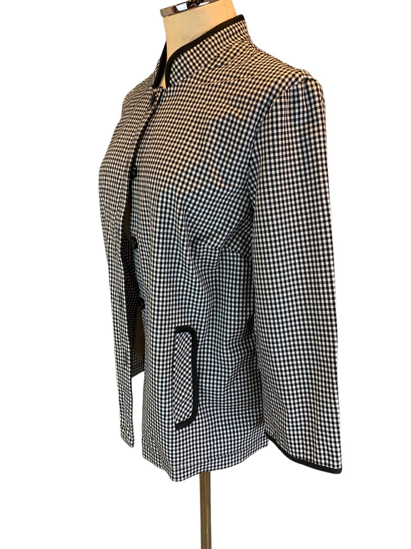 14 RQT Women's Black White Gingham Lightweight Jacket Button Up