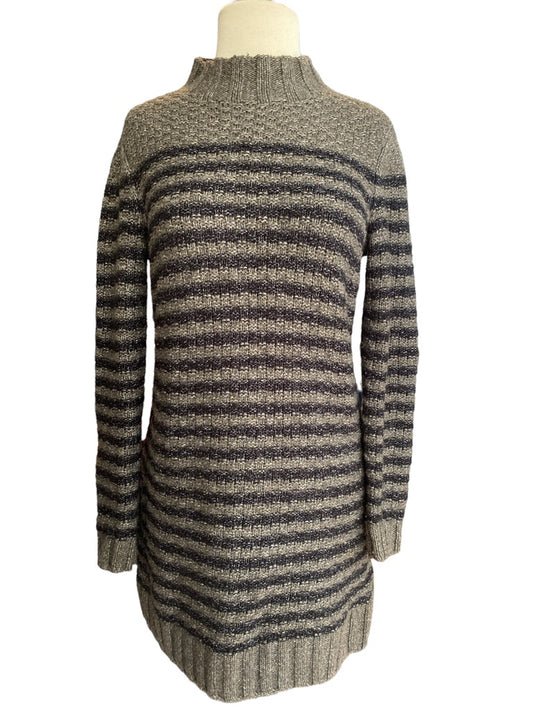 Abercrombie Striped Sweater Sweater Gray Navy Turtle Neck