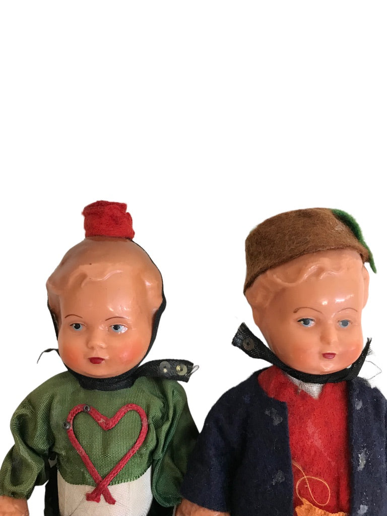 Erich Dittman Edi Germany Set of 2 Celluloid Dolls 7" Girl Boy Vintage 1950s