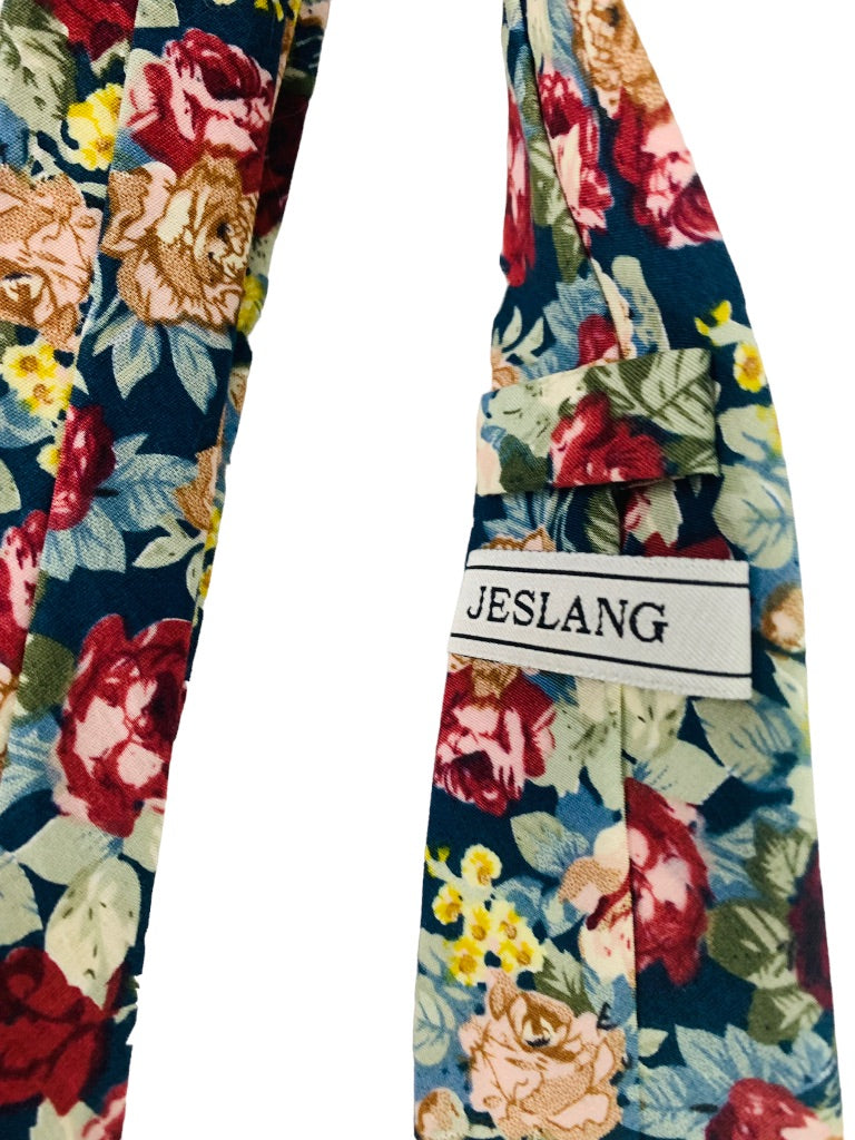 Jeslang Floral 59" Cotton Skinny Necktie Men's Tie 2.5" Wide