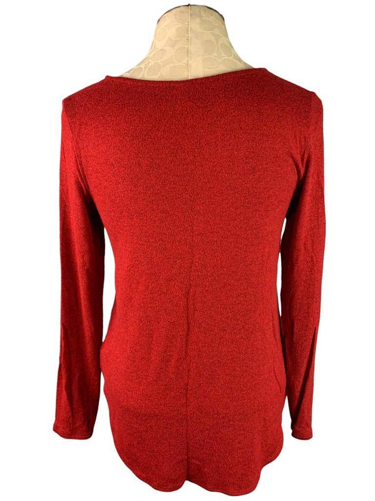 Large Old Navy Women's Red Lightweight Long Sleeve Sweater Hi Lo Hem