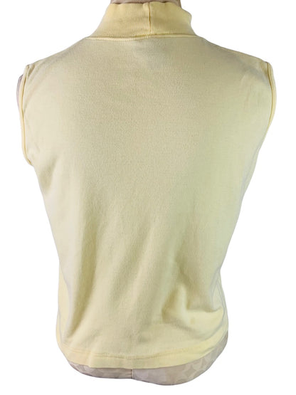 Medium Charter Club Classic Light Yellow Mock Neck Pullover Sleeveless Top Women's