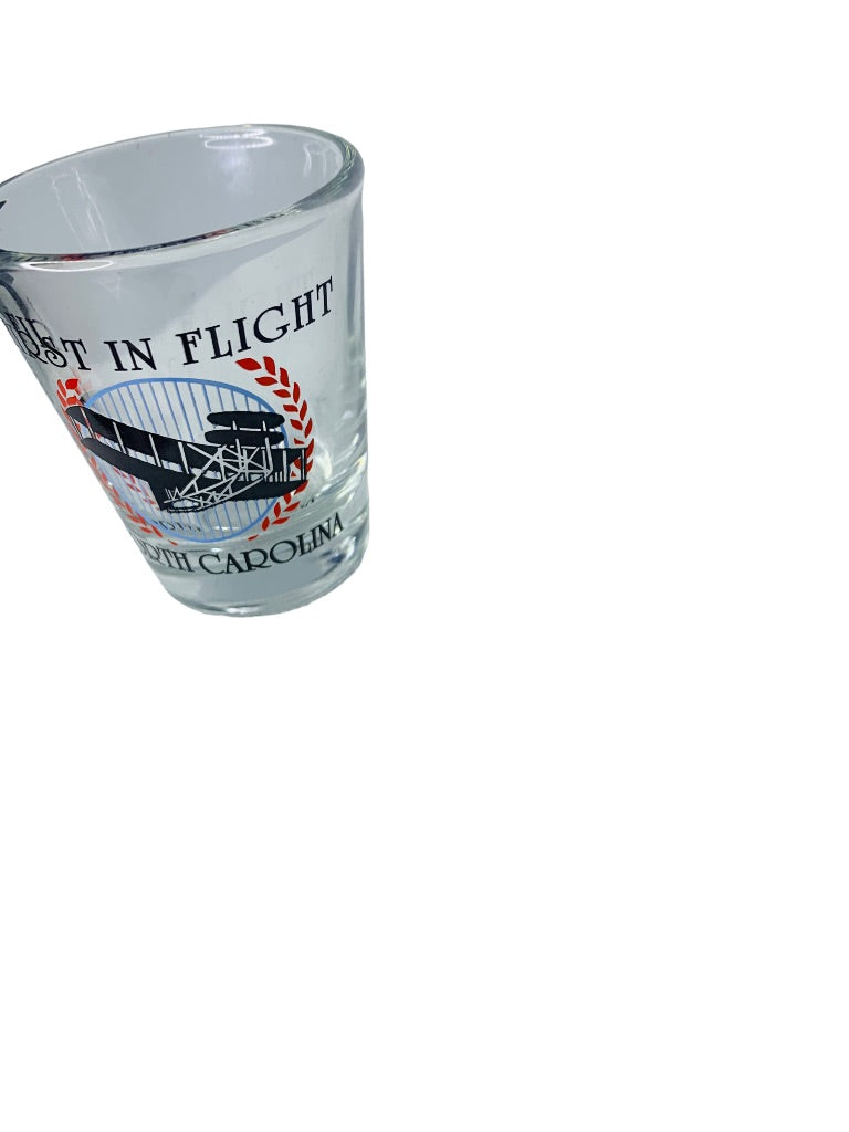 North Carolina First in Flight Shot Glass Souvenir Barware 2.5"h x 2" Top Diameter