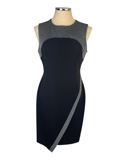 8 Tommy Hilfiger Black Silver Sleeveless Sheath Dress Stretch Fabric Back Zip