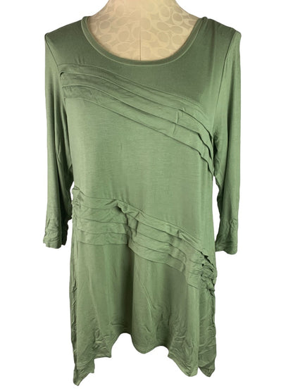 Medium LOGO Lori Goldstein Women's Sage Green New Tunic Sharkbite Hem