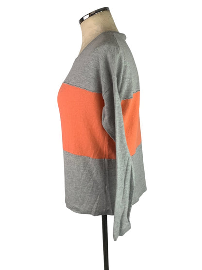 XS Gap Women's Colorblock Silk Blend Pullover Sweater Peach Gray