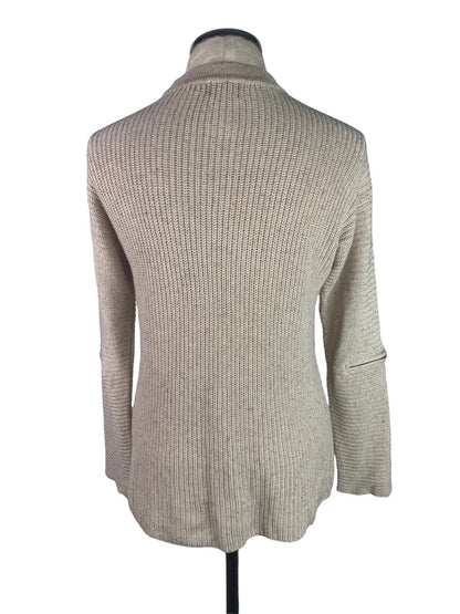 Small Neely Women's Beige Pullover Cashmere Silk Blend Sweater Arm Zipper Detail