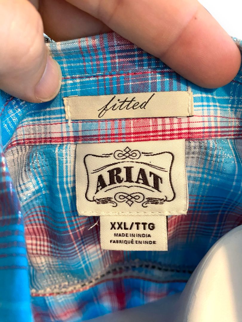 XXL Ariat Women's Plaid Western Snap Front Shirt Rockabilly Metallic Accent