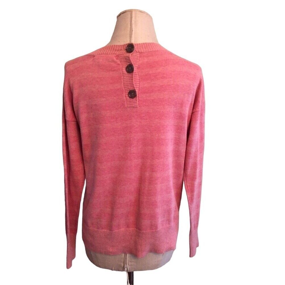 XS Banana Republic Pink Women's Crewneck Pocket Front Sweater Light Pink Stripe