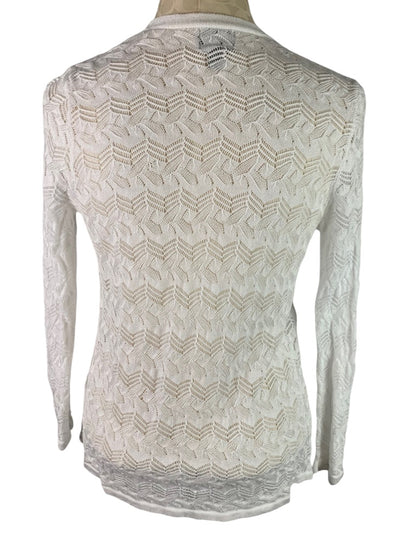 XS JM Collection Women's White Loose Knit Open Cardigan