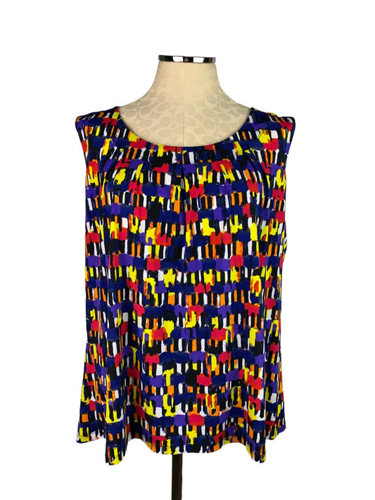 1X Jones Studio Separates Print Sleeveless Stretch Popover Blouse