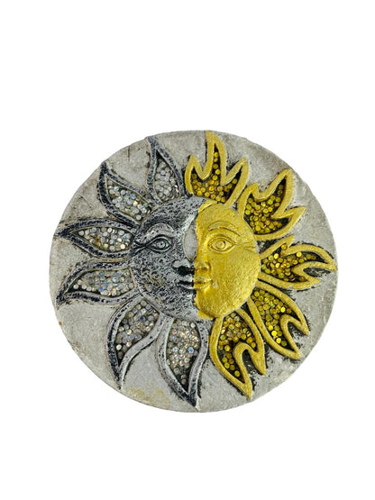 Sun and Moon Wall Tabletop Decor 6.5" Round Concrete Decor