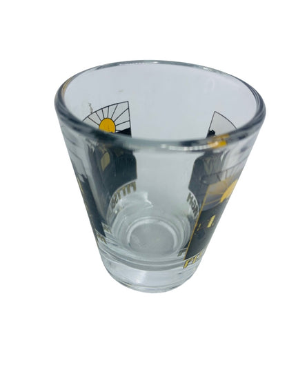 Pittsburgh Skyline Shot Glass Clear Black Gold Barware