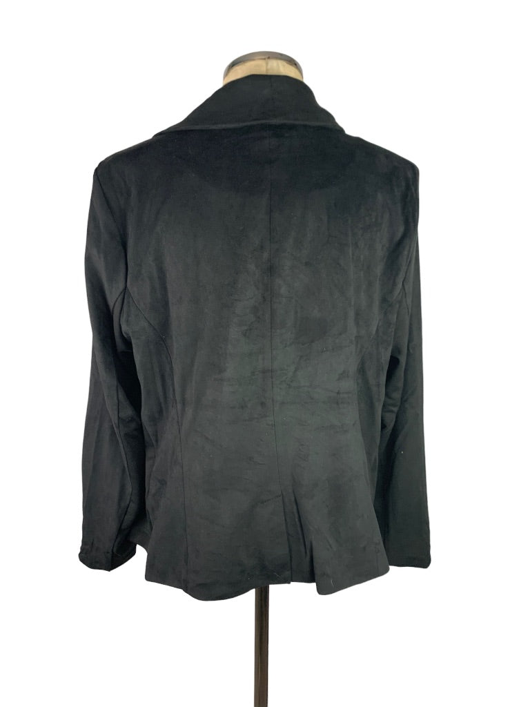 16 H by Halston Black Faux Suede Microfiber Women's Zip Lined Jacket