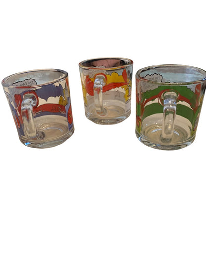 Set of 3 Vintage 1978 Garfield Mugs McDonalds Glass Anchor Hocking