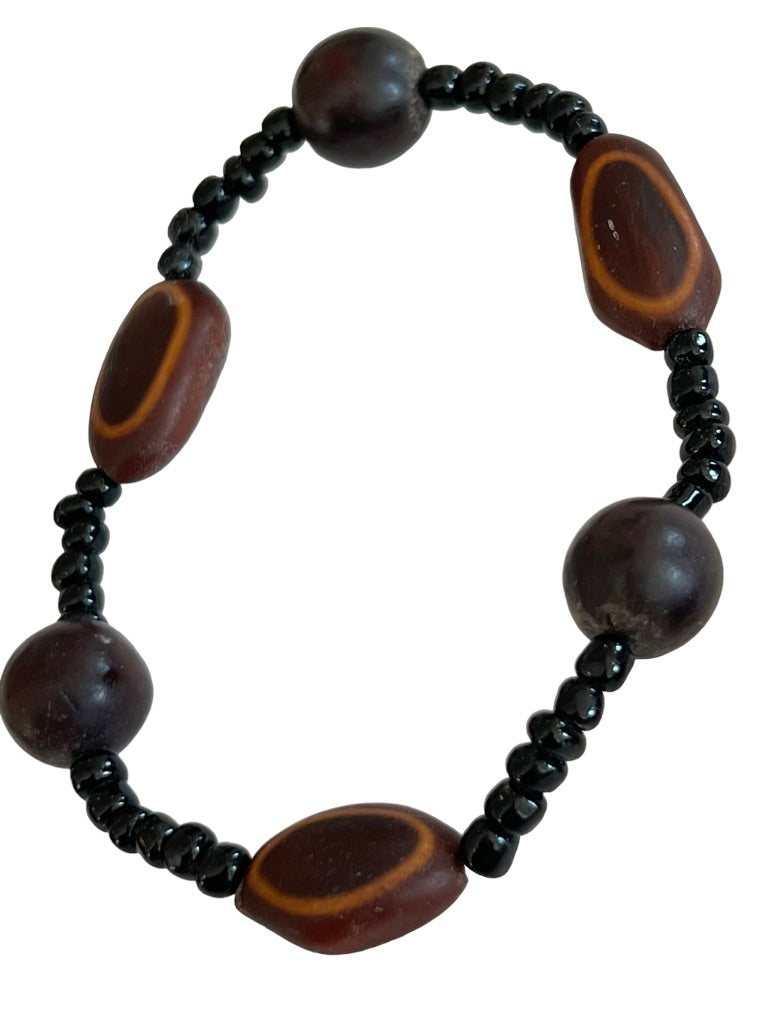 Wood Beaded Stretch Bracelet and Dangle Earrings (2" drop)