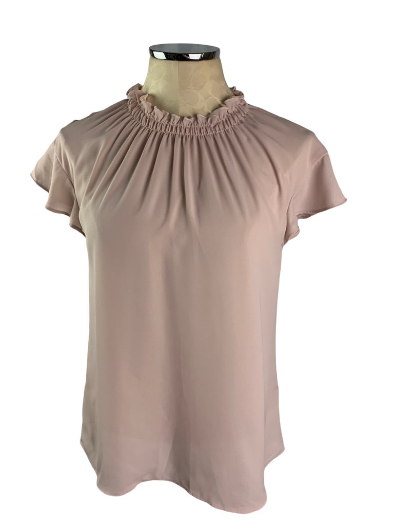 Small Express Pink Popover Blouse Sheer Short Sleeve Women's