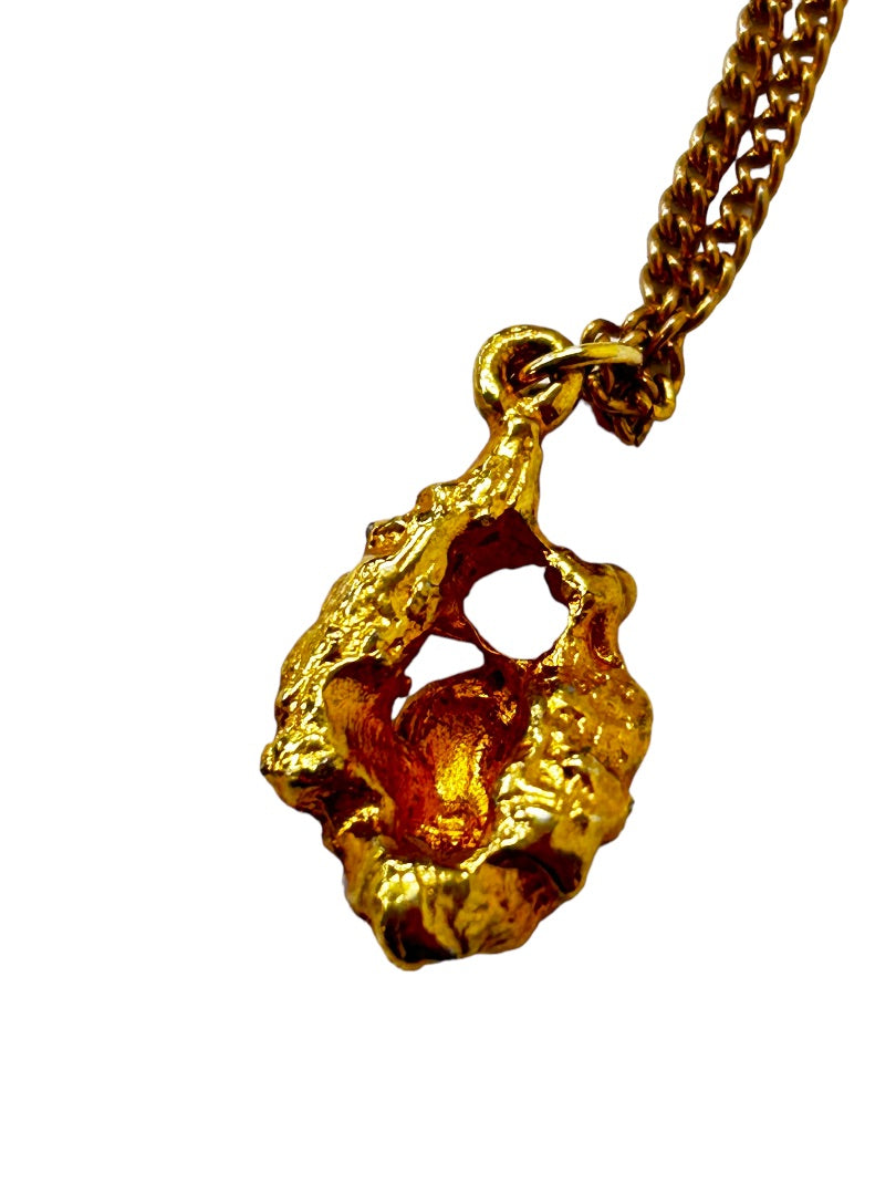 Goldtone Chain 18" Necklace with Metal Nugget Charm 1"