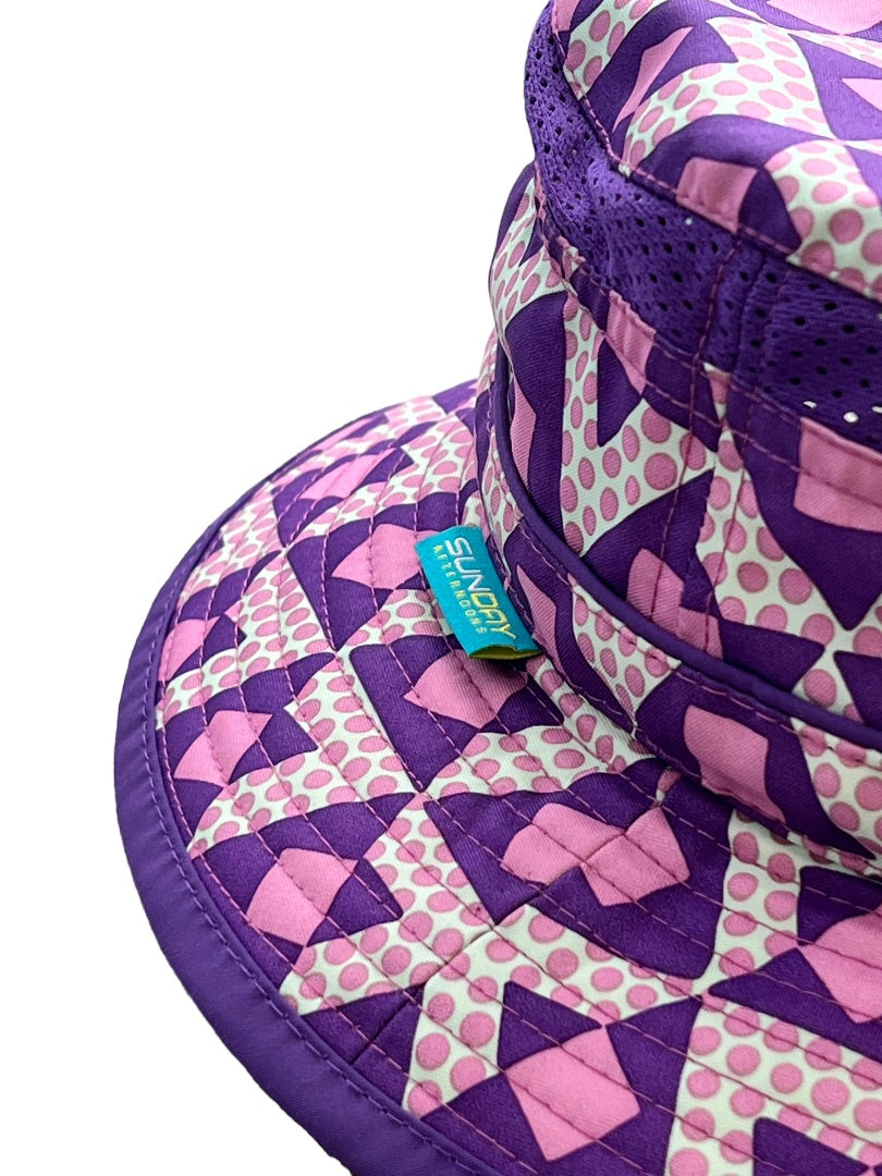 Sunday Afternoons UPF 50+ Fun Bucket Hat Kids M 3 To 6 Years Water/Stain Repellent Pink Purple Geometric