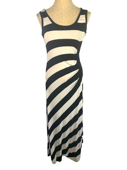 6 Calvin Klein Black White Stripe Tank Sleeveless Maxidress