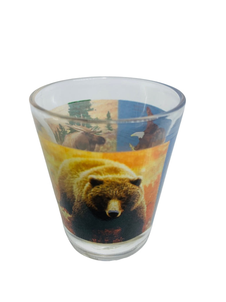 Alaska Souvenir Wildlife Shot Glass Photos Barware