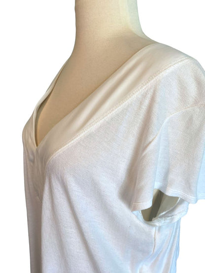 Large Deletta White Hi-Lo Floral Lace Back Tunic Blouse Anthropologie