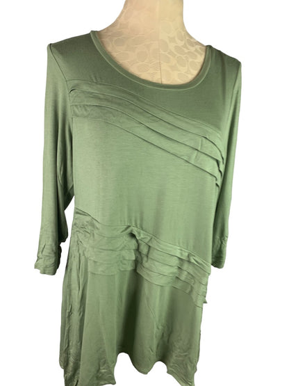 Medium LOGO Lori Goldstein Women's Sage Green New Tunic Sharkbite Hem