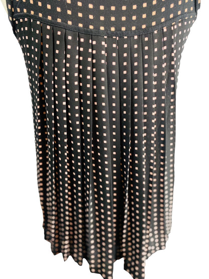 XS LOFT Black Sleeveless Blouse Pink White Geometric Square Print