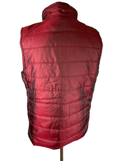 Large Casual Identity Women's Full Zip Burgundy Metallic Lightweight Puffer Vest