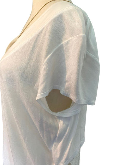 Large Deletta White Hi-Lo Floral Lace Back Tunic Blouse Anthropologie