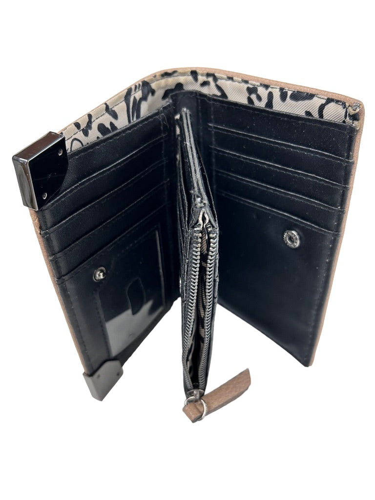 Jessica Simpson Taupe Faux Leather "Frankie Double Gusset Bi Fold" Wallet