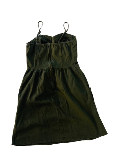 XS Mossimo Army Green A-Line Dress Spaghetti Strap Pockets Back Zip