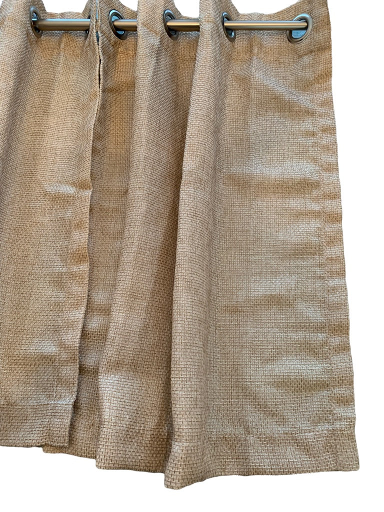 Set of 2 Curtain Panels Lined Grommet 50 x 23" Tan Woven Look