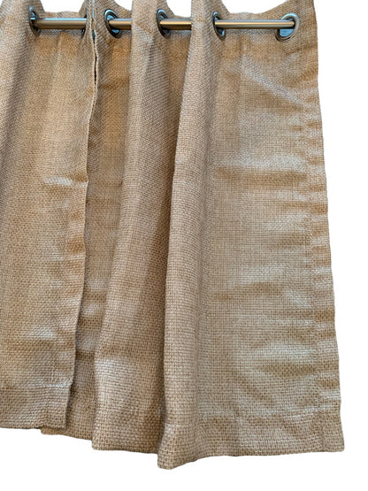 Set of 2 Curtain Panels Lined Grommet 50 x 23" Tan Woven Look