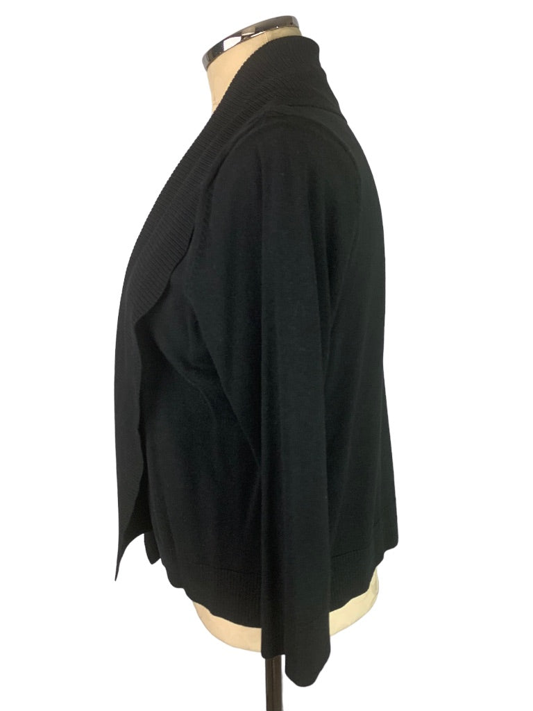 Large Calvin Klein Women's Black Open Waist Length Silk Blend Cardigan Sweater