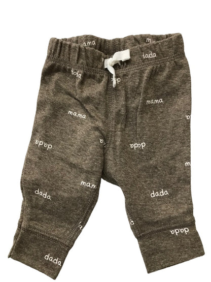 Newborn Carter's 2 Pieces Pants Joggers Pull On "dada" Gray