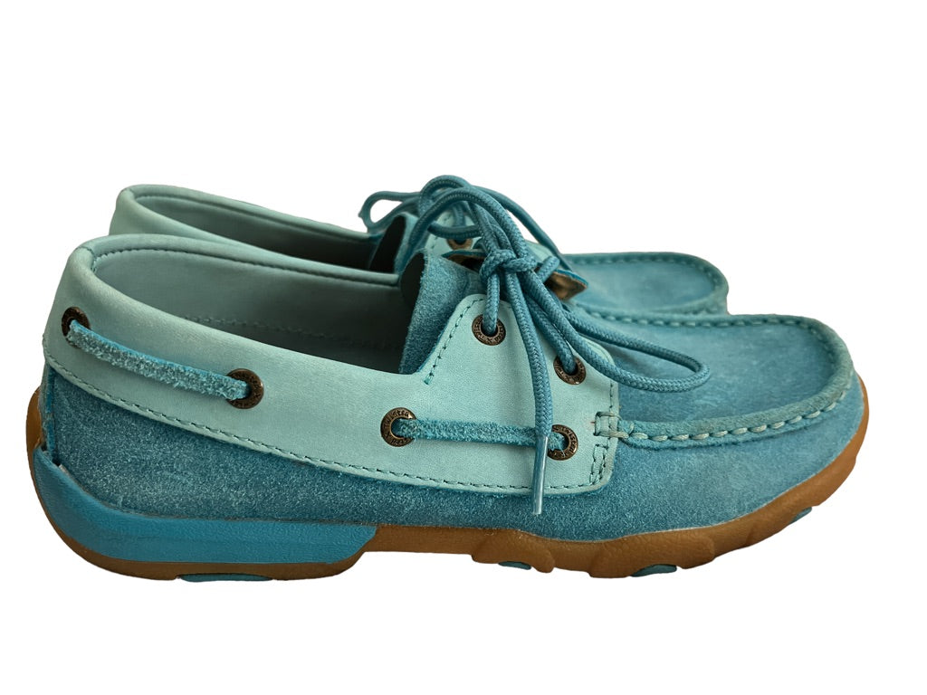 Twisted X Boots Womens Driving Moccasin Suede Leather Shoes Blue Turquoise WDM0039