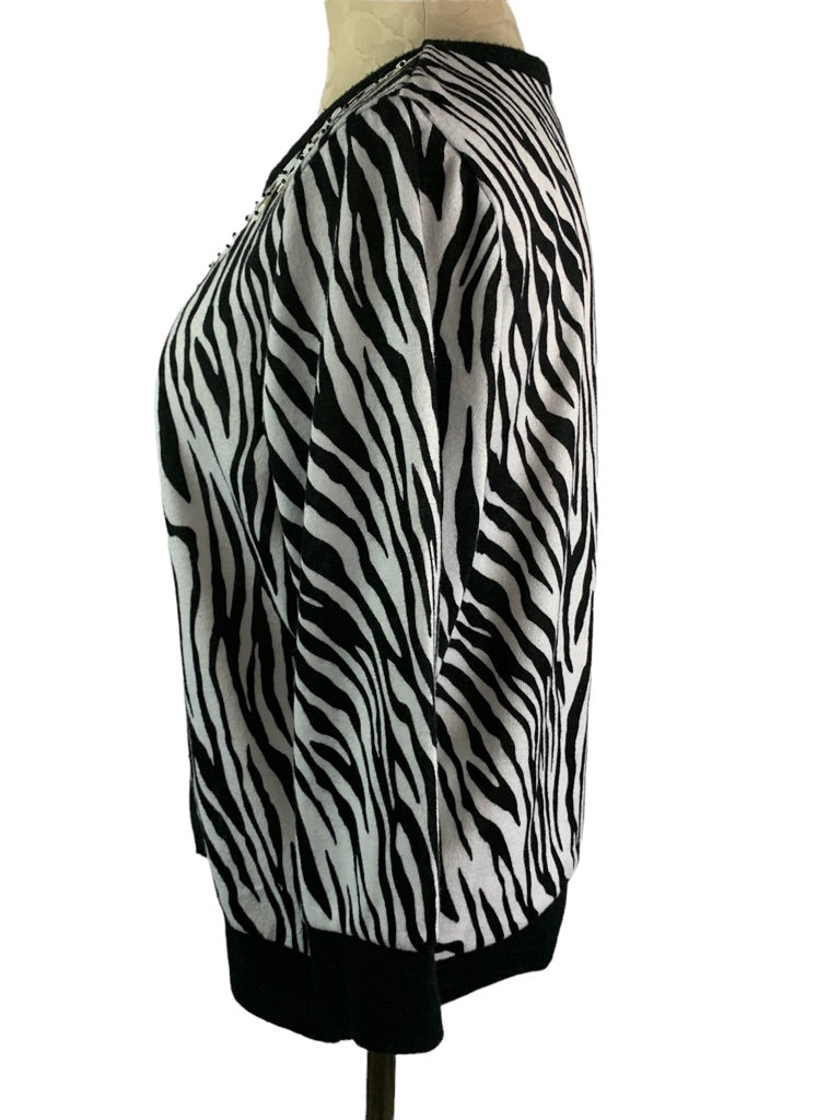 Large Petite C.D. Petites Women's Zebra Print Sweater Embellished Pullover